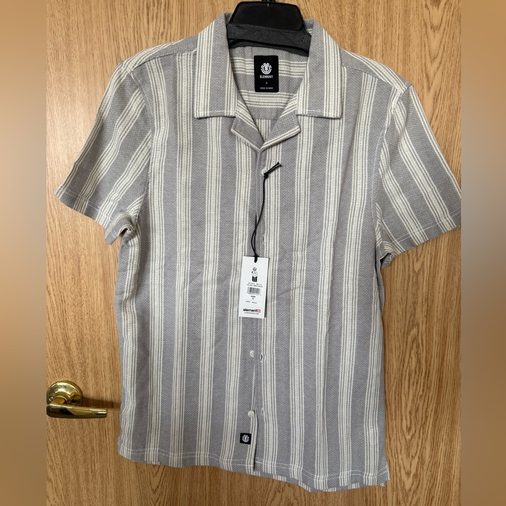 Element Gray/White Striped Cotton Button Up Casual Shirt